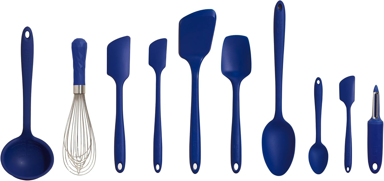 GIR Get It Right – Juego de utensilios de silicona de 10 piezas, cucharón, espátulas, abatible, cucharas, batidor, pelador de patatas y cuchara,