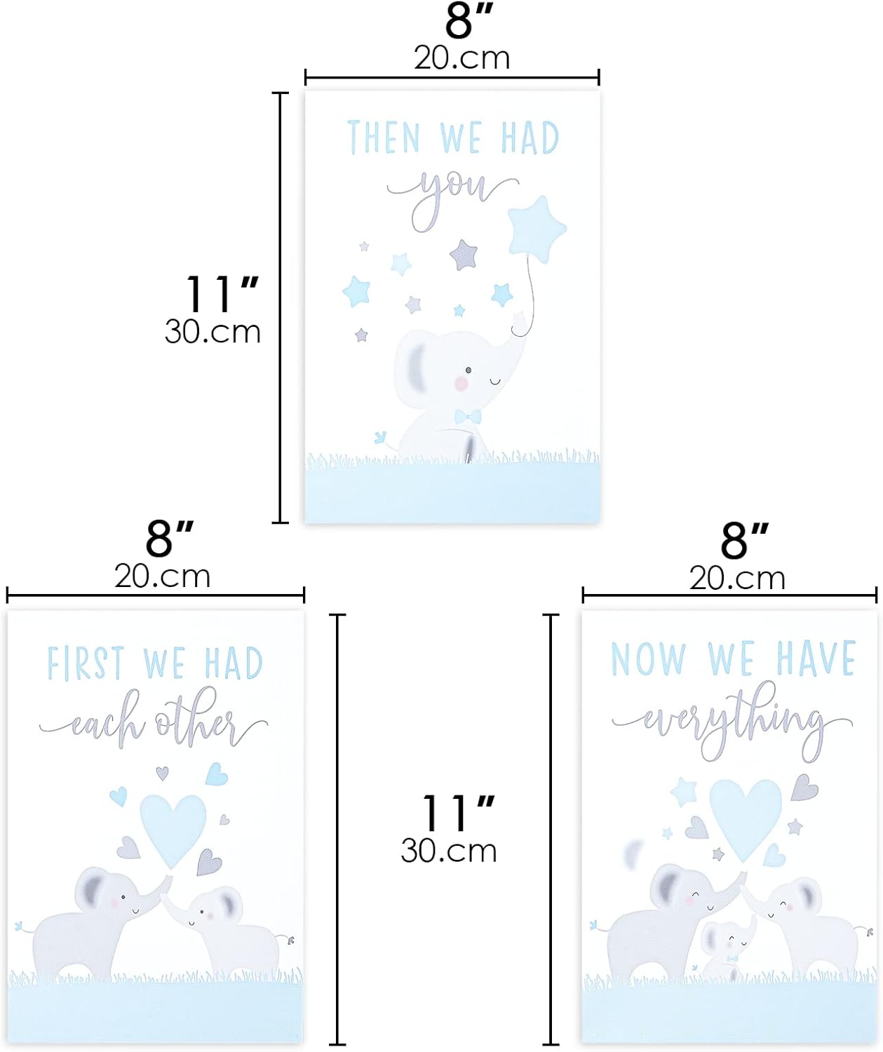 CAIRIAC Impresión artística de elefante bebé, póster artístico de pared con cita de amor de familia de elefantes, impresiones en lienzo modernas