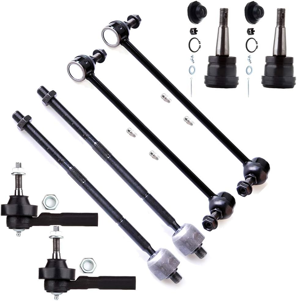 Kit de suspensión de 8 piezas, 2 juntas de bola inferior, 2 barras de dirección interiores, 2 extremos exteriores para Chrysler Town Country Voyager