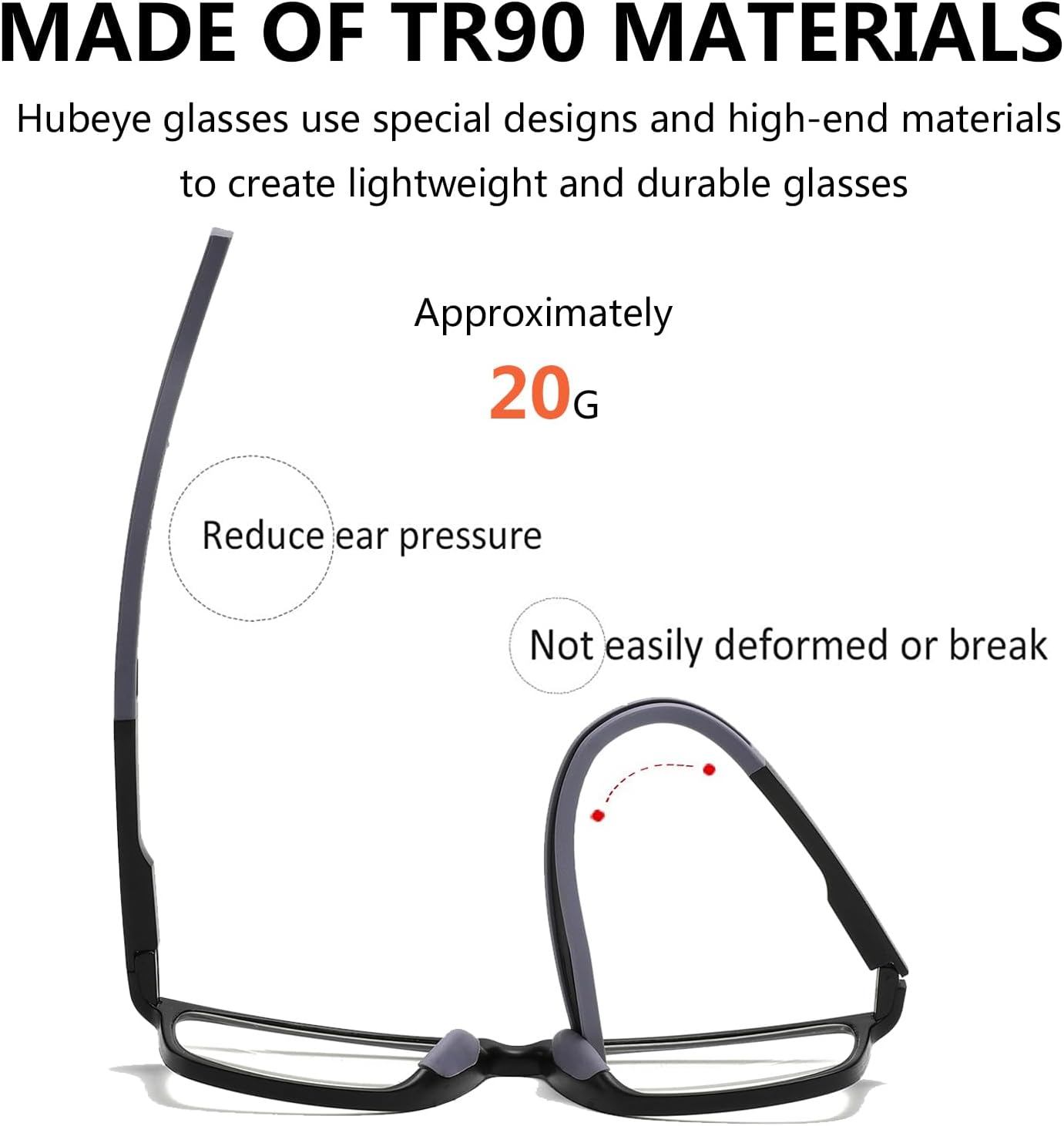 Hubeye 3 pares de lentes de lectura deportivos TR90 para hombres y mujeres, ultraligeros y flexibles, antiluz azul, +2.0