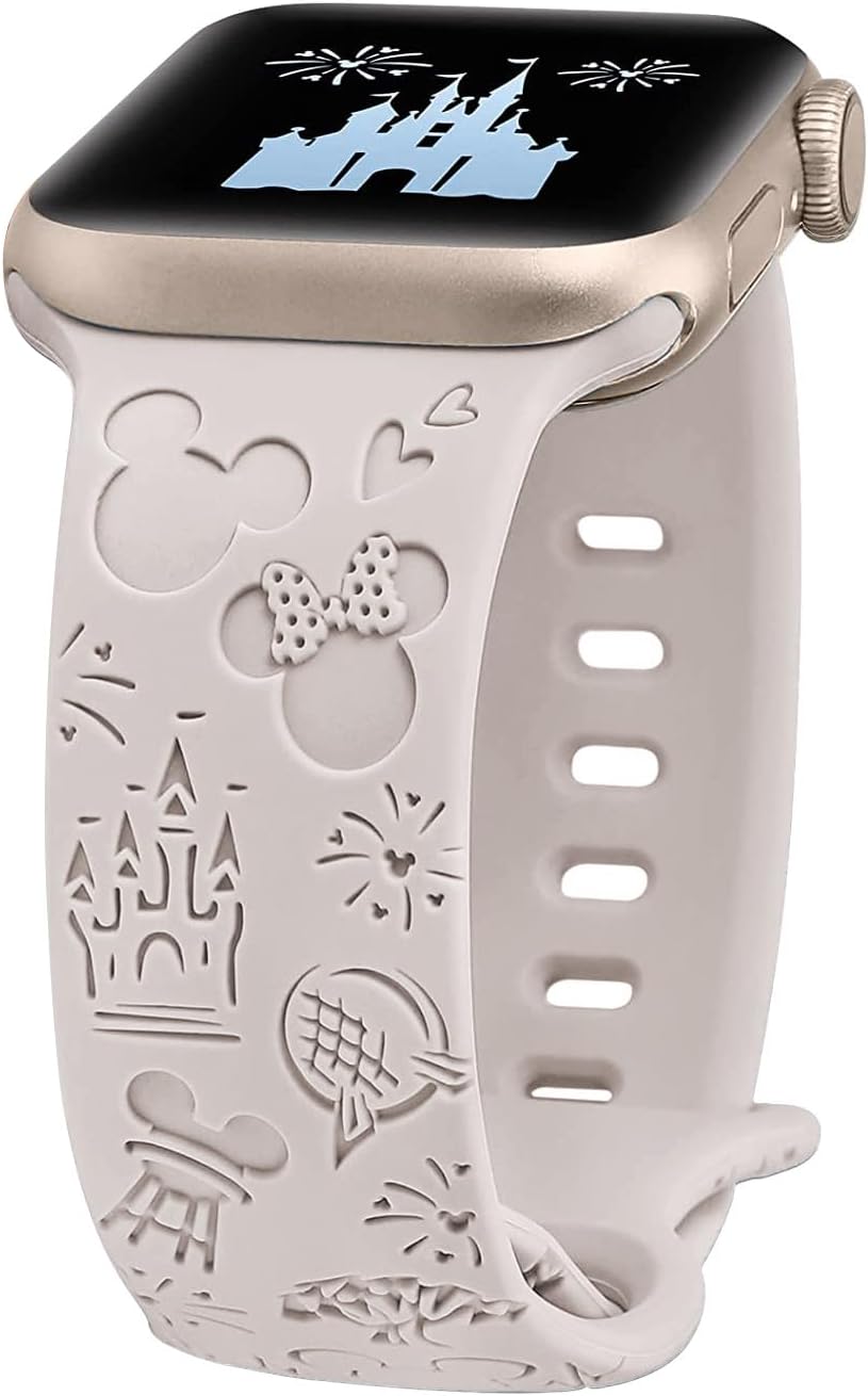 Correa de silicona grabada con dibujos animados compatible con Apple Watch Band de 1.496 in, 1.575 in, 1.614 in, 1.654 in, 1.732 in, 1.772 in, 1.772
