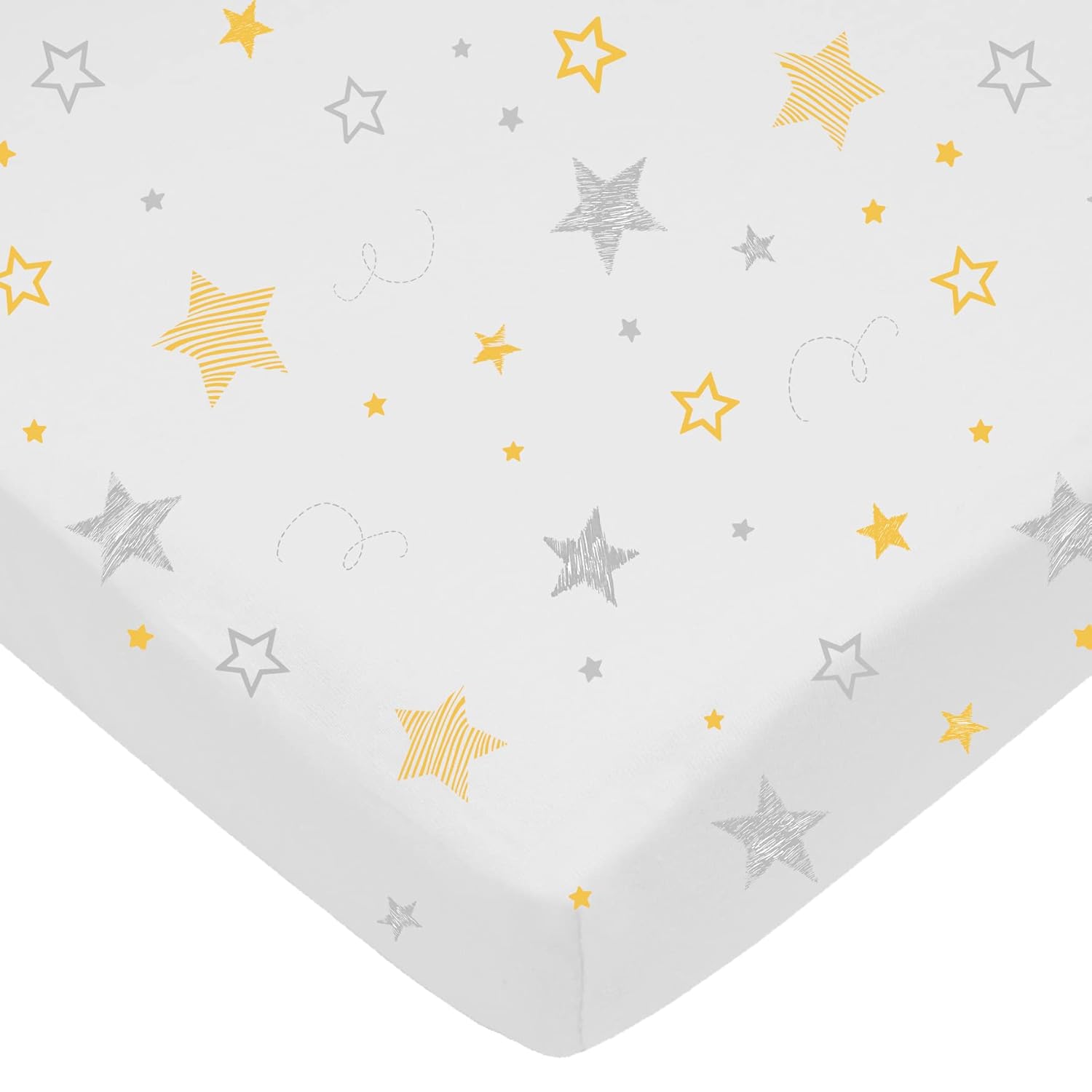 American Baby Company Sábana bajera ajustable para cuna de 24 x 38 pulgadas, suave, transpirable, neutra, 100% algodón, sábana portátil, estrellas