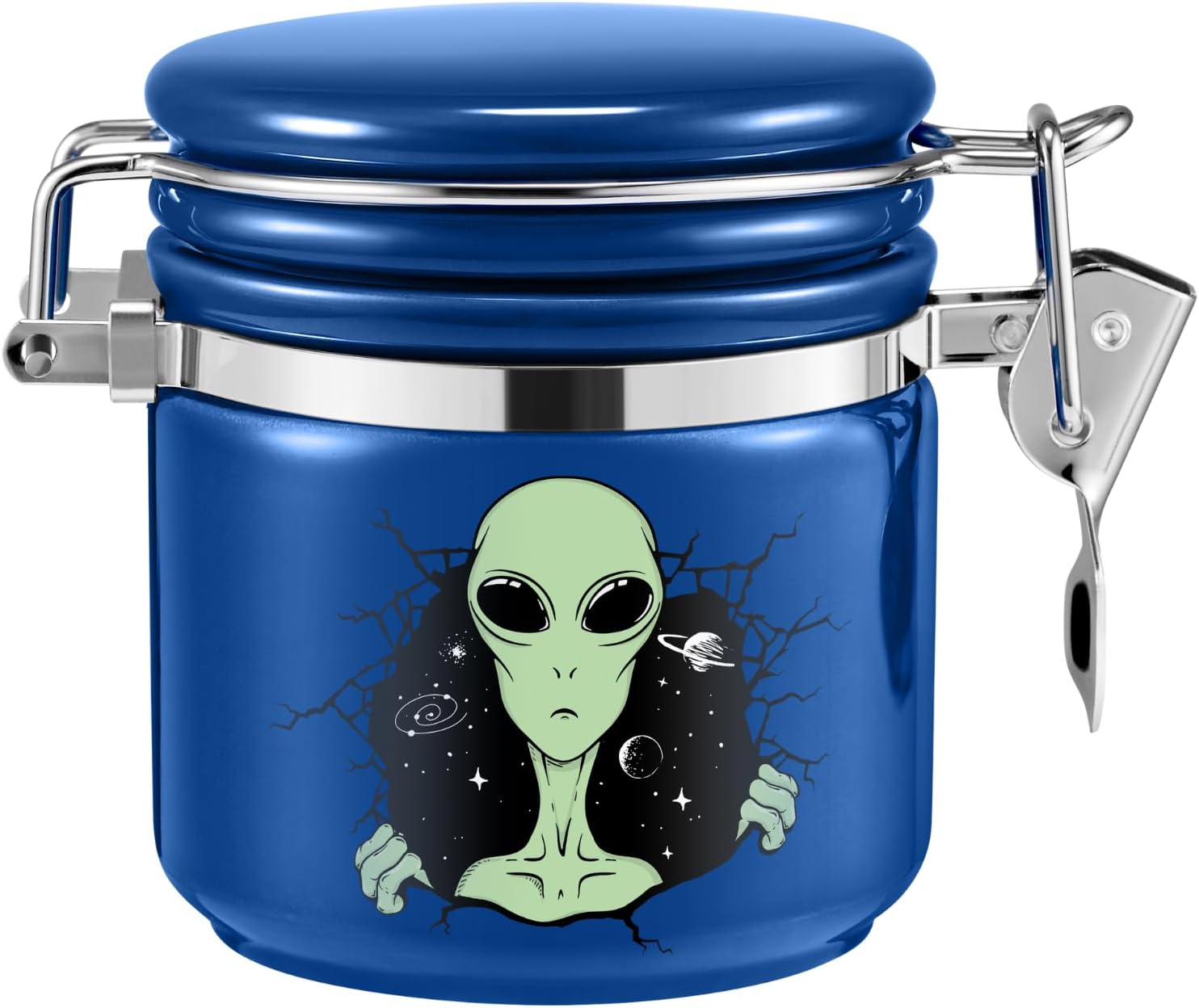 Alien – Tarro a prueba de olores, media onza (8.5 fl oz), espacio separado para paquete de humedad para mantener las hierbas frescas durante meses,