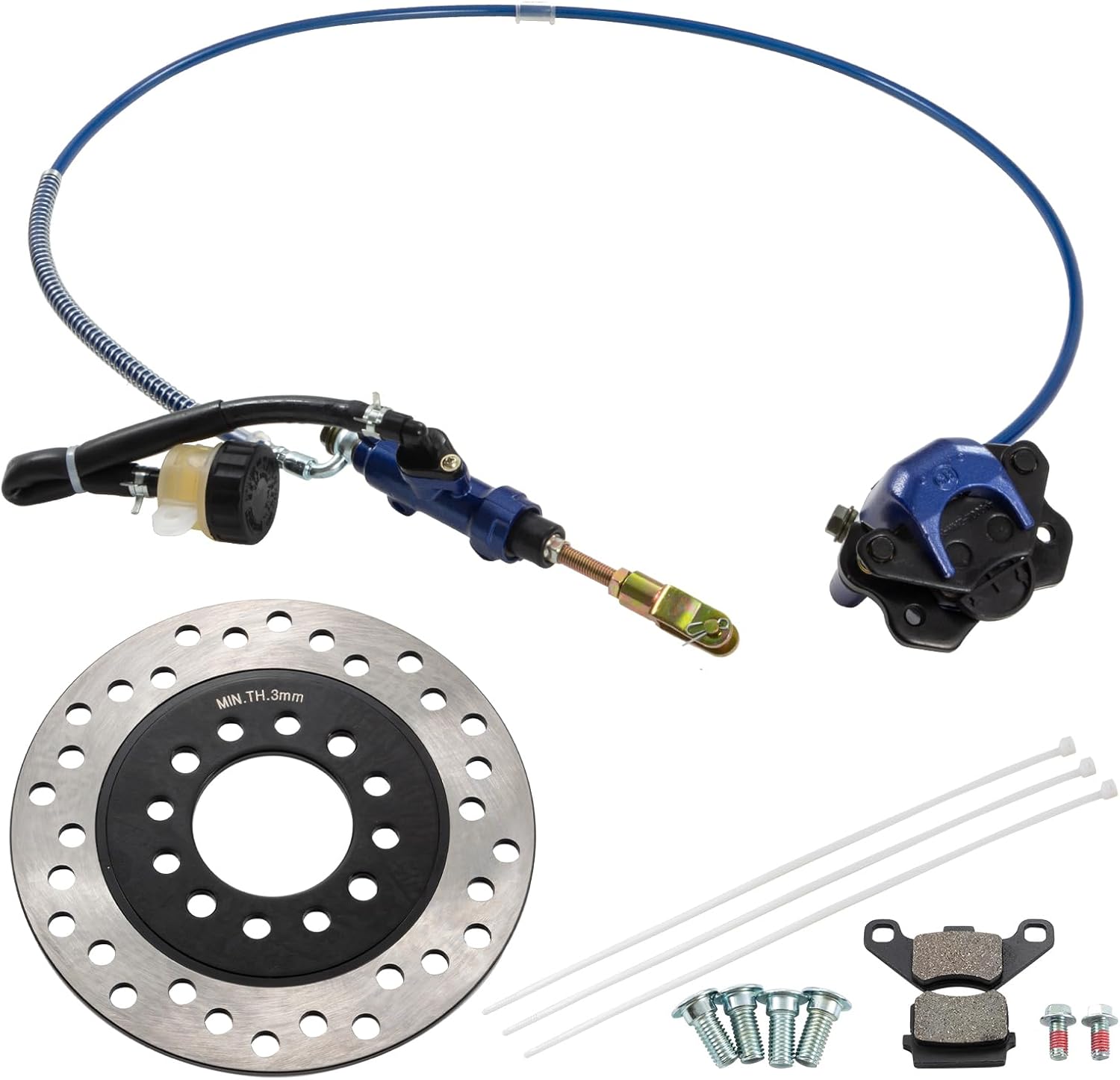 Pinza de cilindro maestro de freno de disco trasero, pinza de sistema de freno de disco hidráulico con pastilla de freno, ATV Quad para 150 cc, 200
