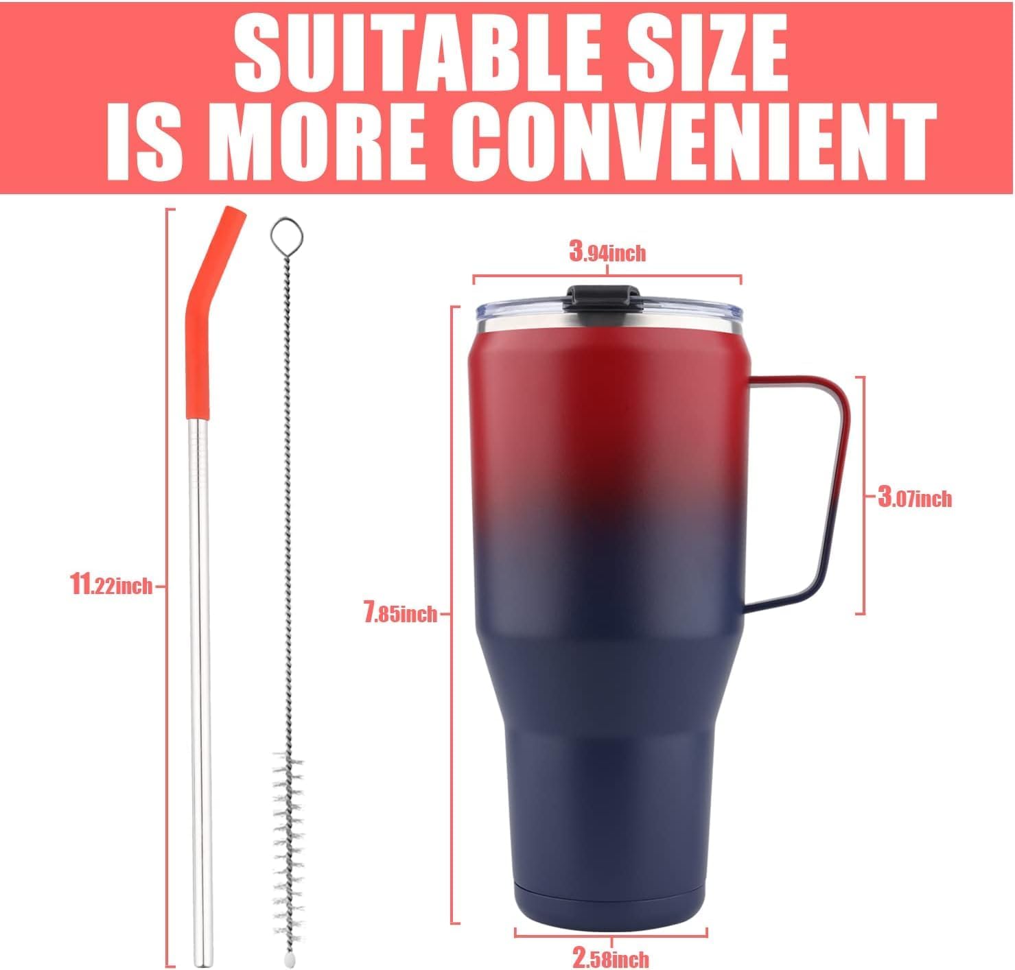 Deitybless Vaso de 30 onzas con tapa de asa y popote, vasos delgados aislados al vacío de doble pared de acero inoxidable, taza de viaje al vacío,