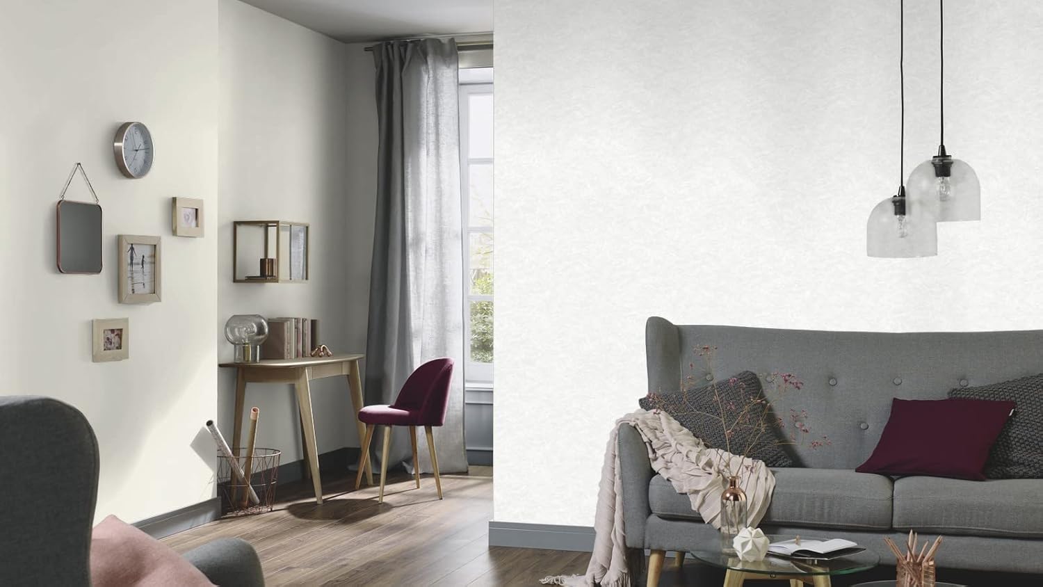 CONCORD WALLCOVERINGS  Papel tapiz moderno con textura abstracta, pared decorativa de vinilo, blanco, 21 pulgadas x 33 pies (57 pies cuadrados),