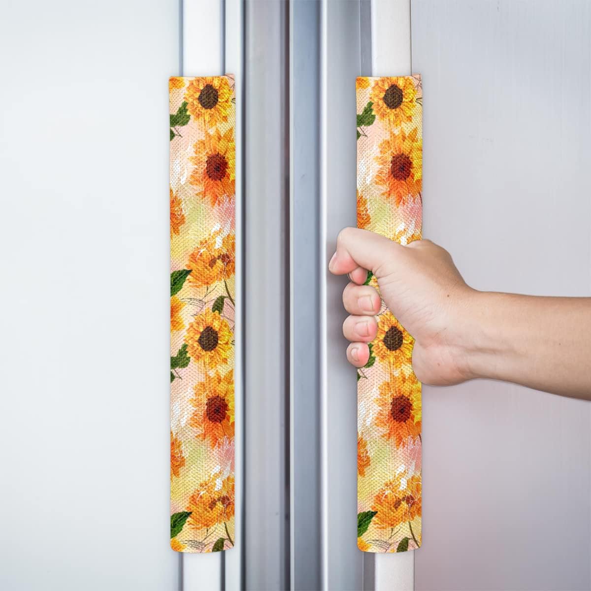 Pardick Juego de 2 fundas para manija de puerta de refrigerador, diseño floral, floral, lavable, para nevera, lavavajillas, Mocrowave, horno,
