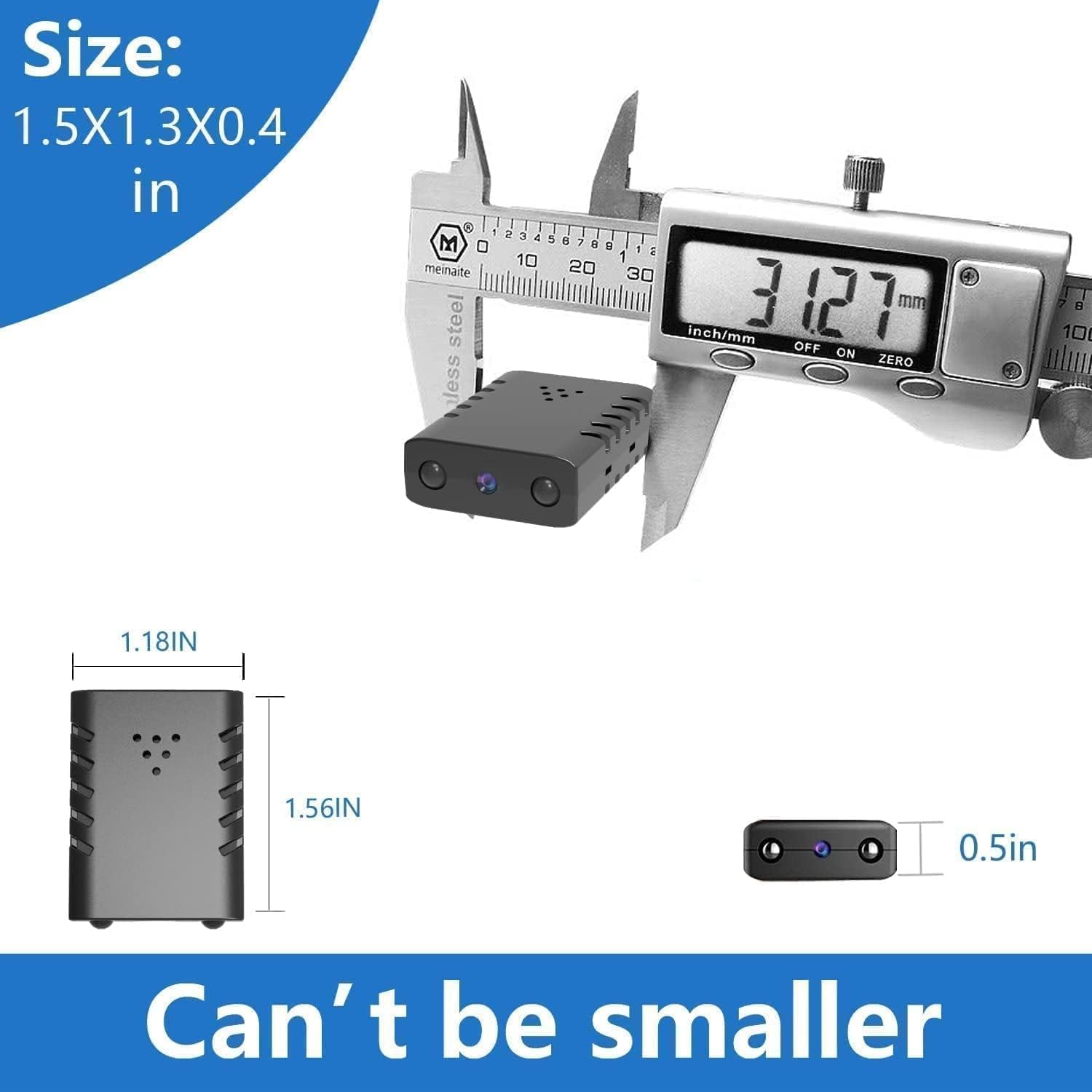 Cámara WiFi inalámbrica más pequeña, cámara remota inalámbrica espía, cámara de seguridad WiFi 1080P, cámara IP portátil con visión nocturna,