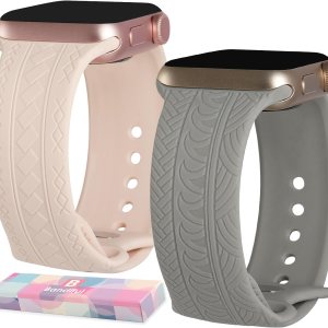 Paquete de 2 correas clásicas grabadas con patrón original compatibles con Apple Watch Band de 1.496 pulgadas, 1.575 pulgadas, 1.614 pulgadas, 1.654 Paquete de 2 correas clásicas grabadas con patrón original compatibles con Apple Watch Band de 1.496 pulgadas, 1.575 pulgadas, 1.614 pulgadas, 1.654