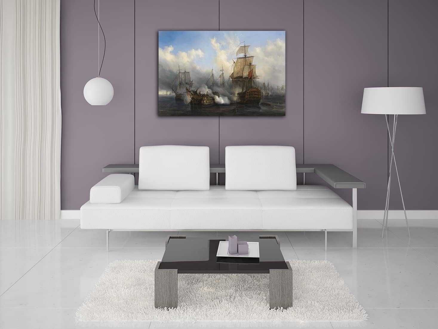 Cuadro de arte de pared de batalla naval, barco pirata, velero, póster impreso, lienzo moderno, hogar, sala de estar, oficina, decoración (32 x 48