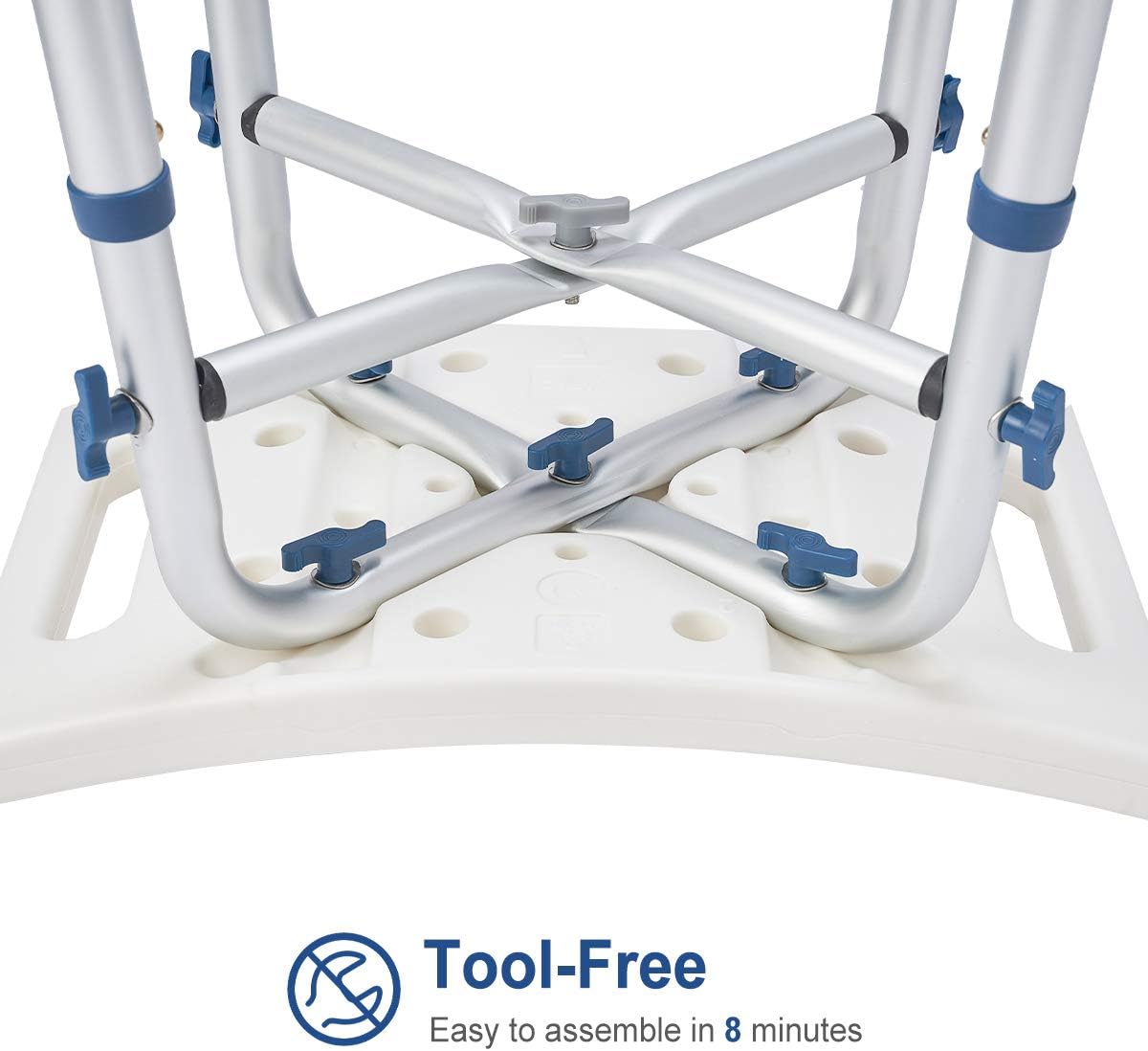 Zler Silla de ducha resistente, taburete de ducha ajustable para ducha interior, montaje sin herramientas, banco de ducha antideslizante para