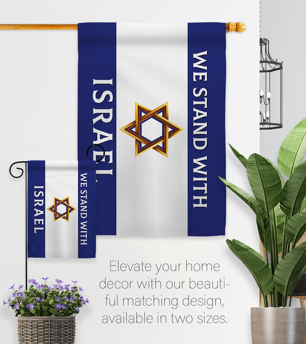 We Stand with Israel American Flags Pack Tapiz Wall Room – Póster al aire libre Bandera de Israelí Campsite Home Banner Interior Cementerio Grave