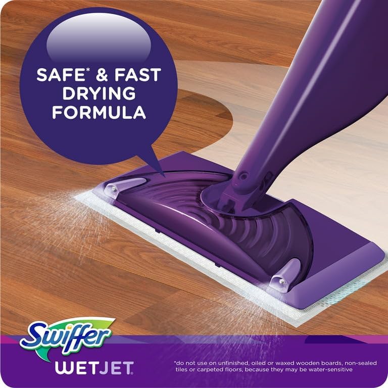 Swiffer WetJet – Solución limpiador multiusos para suelos y madera dura con repuesto Febreze, vainilla lavanda y aroma cómodo, 1.25 litros, paquete