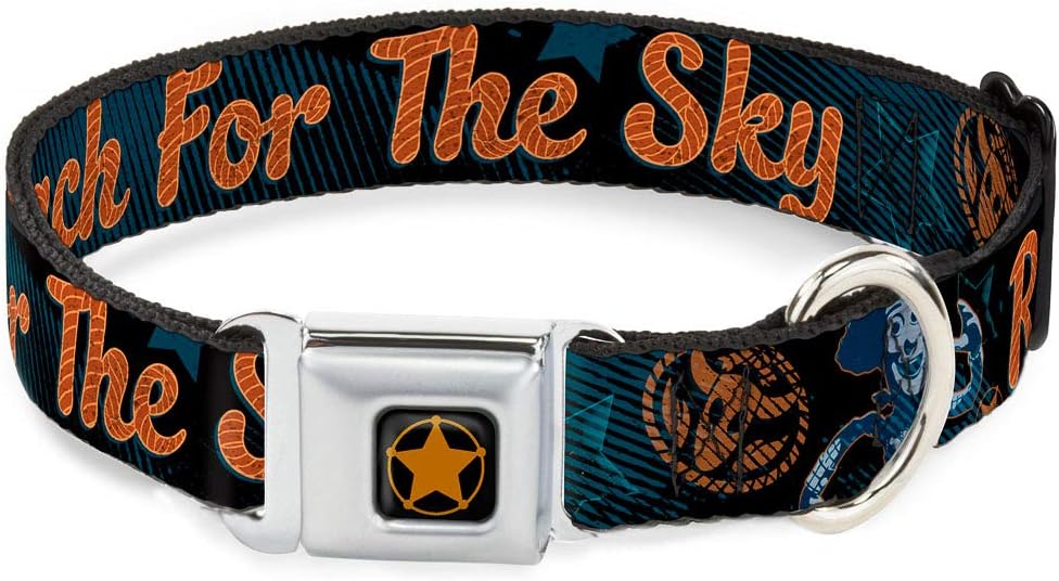 Collar de perro hebilla de cinturón de seguridad Woody Reach para el cielo Denim Blue Print 18 a 32 pulgadas 1.5 pulgadas de ancho