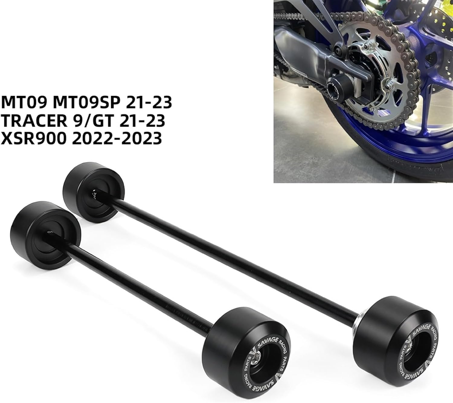 Para Yamaha MT09 SP Tracer 9 GT XSR900 rueda delantera trasera Horquilla deslizante Eje Horquilla Crash Slider Rueda Protector de cubo de rueda