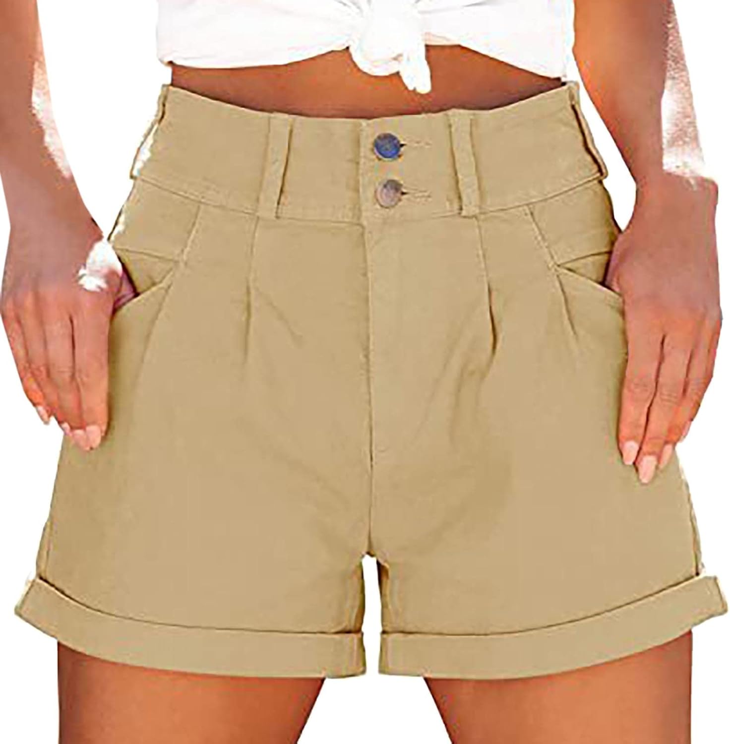 Womens Summer Shorts Casual Pockets Relaxe-Fit Twill Bermuda Cargo Shorts Loose Fit Hiking Cargo Pants