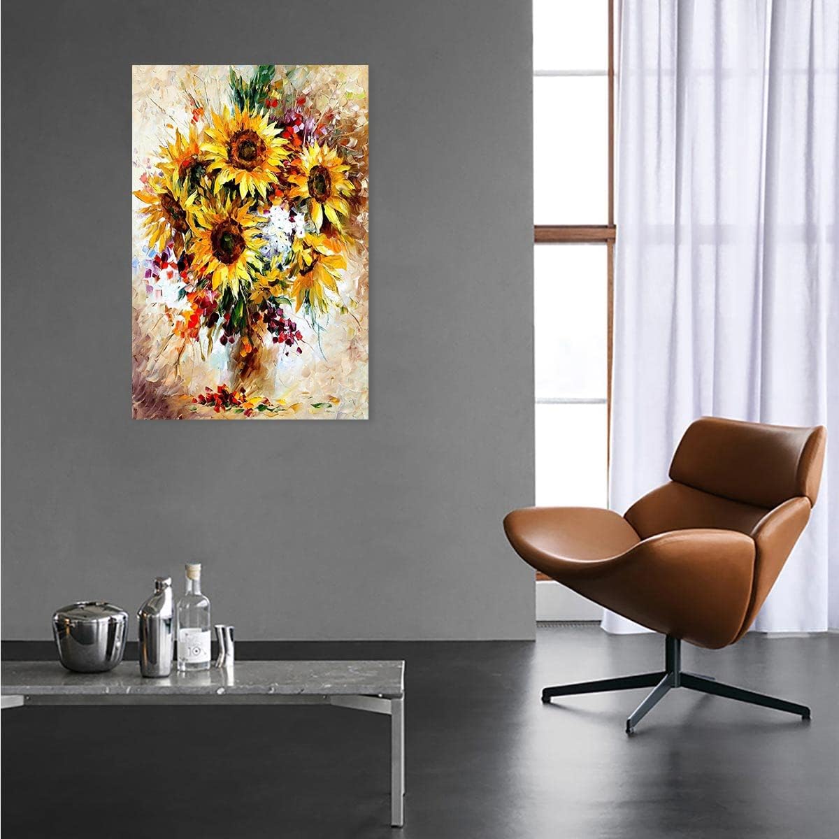 Pinturas al óleo de girasoles estilo Van Gogh, impresiones en lienzo florales modernas, pósteres estéticos, ilustraciones de flores sobre lienzo,