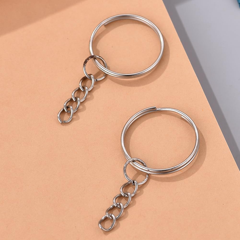 100 llaveros divididos con cadenas, eslabones abiertos, anillos de salto para manualidades, manualidades, suministros para fabricar llaveros, kit de