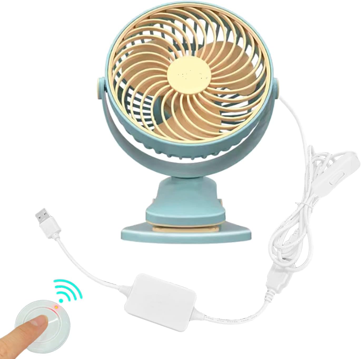 Kiven Ventilador de clip con control remoto, ventilador pequeño ajustable de 5.7 pulgadas con fuerte flujo de aire, clip y ventilador de escritorio