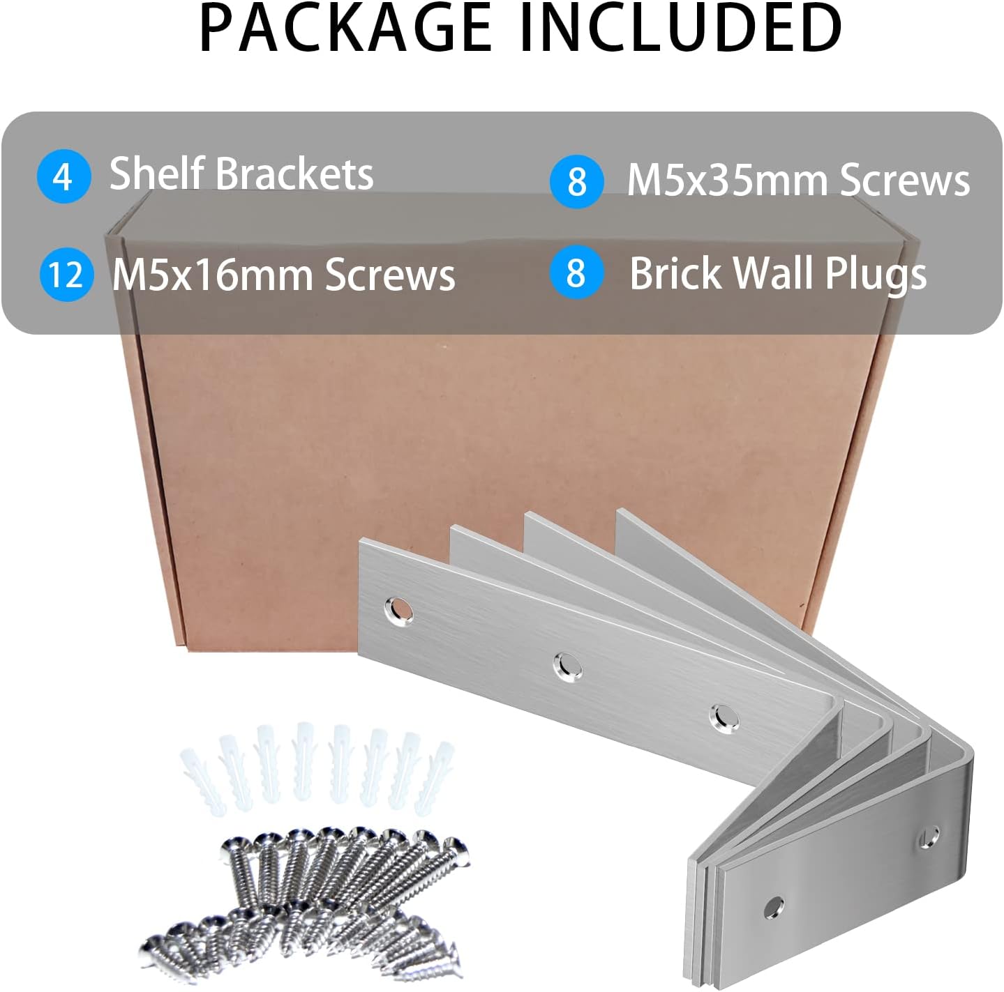 YUMORE Soporte de estante, soportes de 7 pulgadas en L, resistentes, soportes de estante de acero inoxidable para montaje en pared para estantes