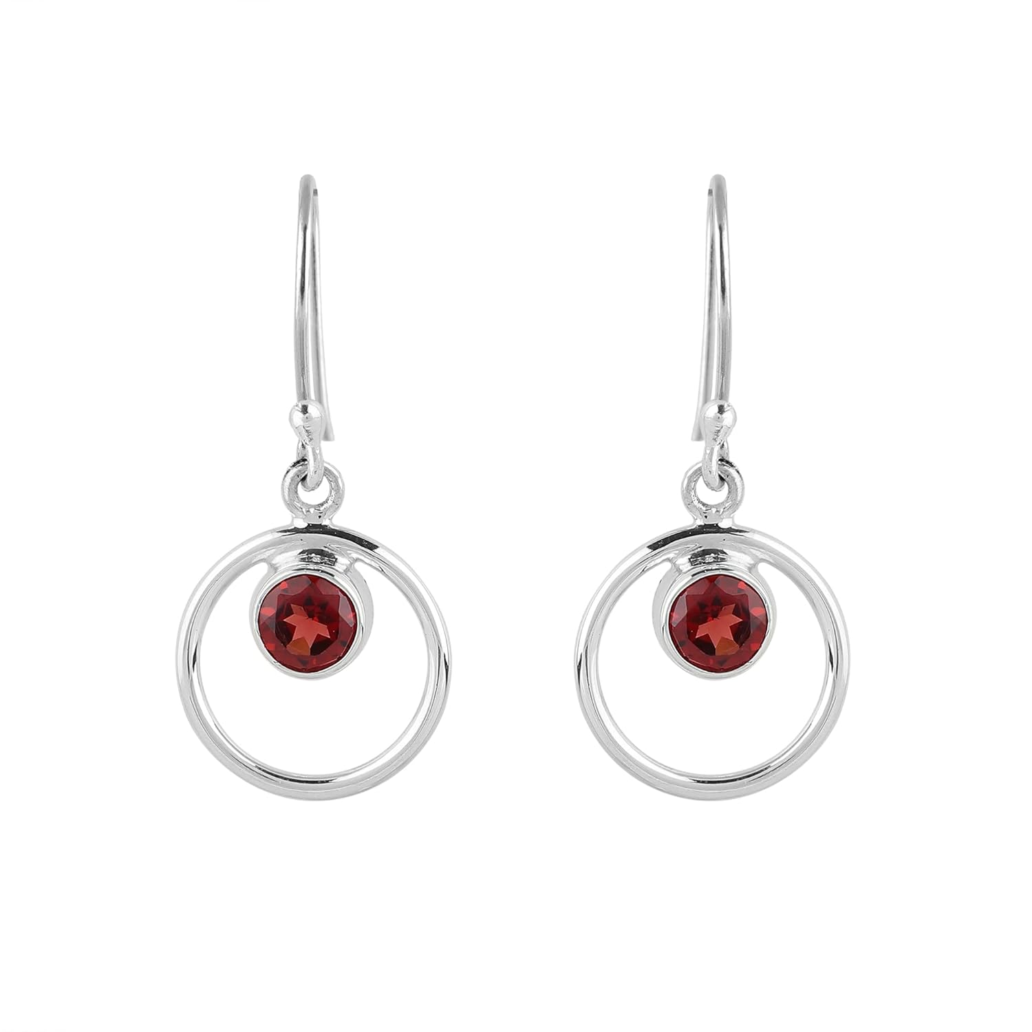 Solid 925 Sterling Silver Earrings, Natural Garnet Gemstones Earrings for Women, Dangle, January Birthstones, Bohemian Handmade Elegant Statement