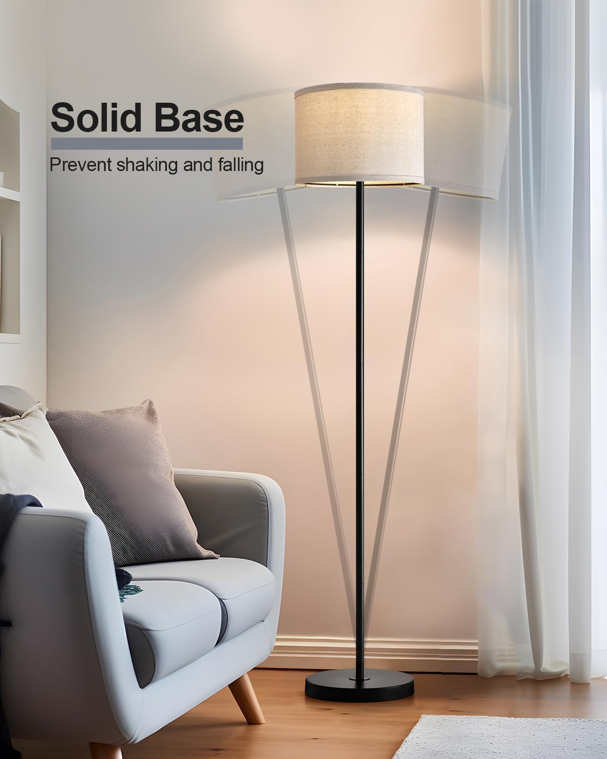 Oneach Lámpara de pie industrial de granja de 61 pulgadas para sala de estar, lámpara de pie rústica para sala de estar, dormitorio, lámparas altas