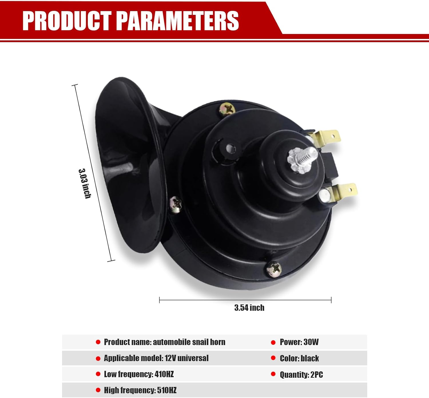 2 bocinas de caracol de automóvil, impermeables, a prueba de golpes, ultra ruidosas, bocina modificada de doble tono, kit de repuesto universal para