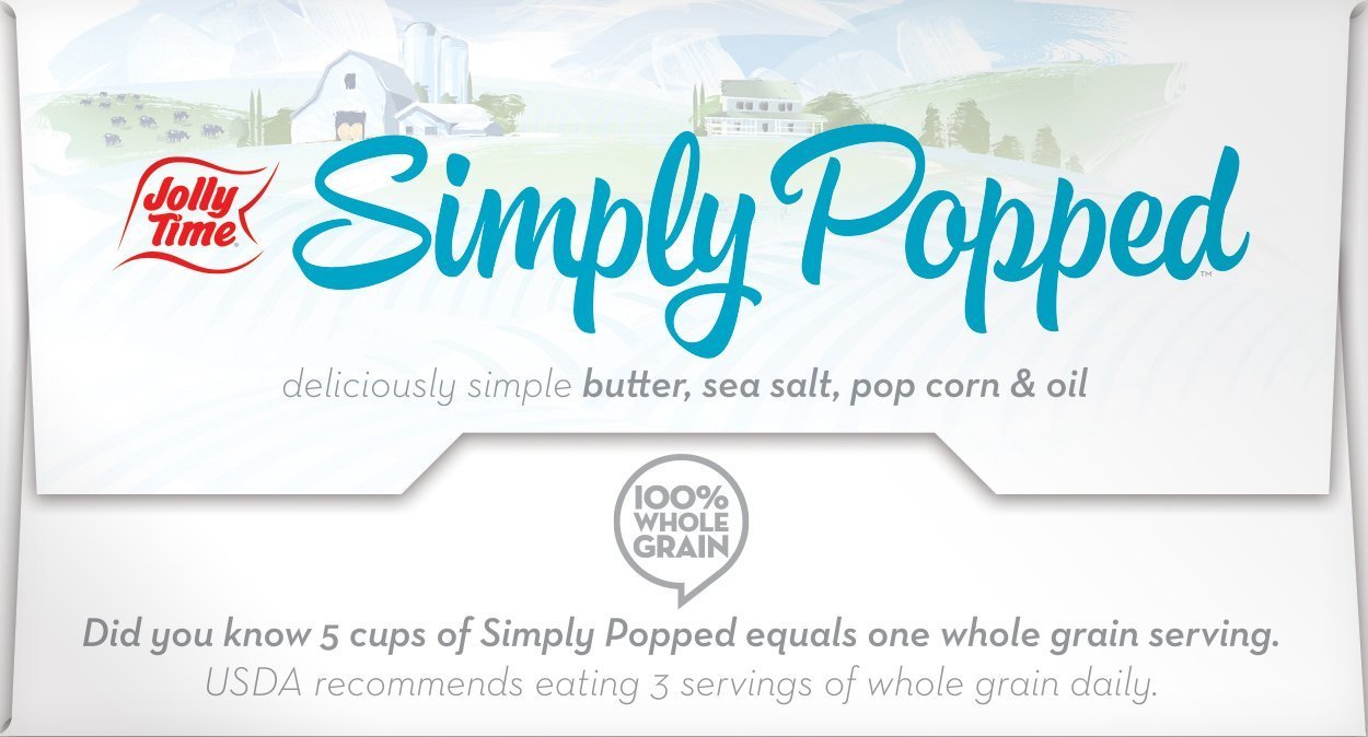 Jolly Time Simply Popped, Original con mantequilla y sal marina (paquete de 2) cajas de 6 unidades