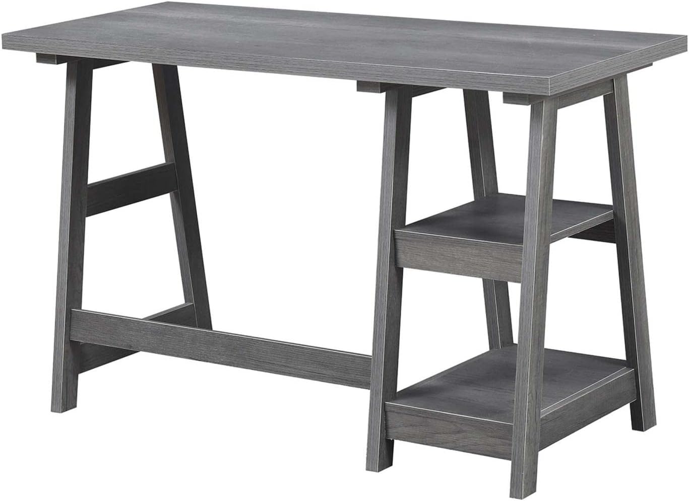 Convenience Concepts Designs2Go – Escritorio de caballete con estantes, 47 pulgadas, gris carbón