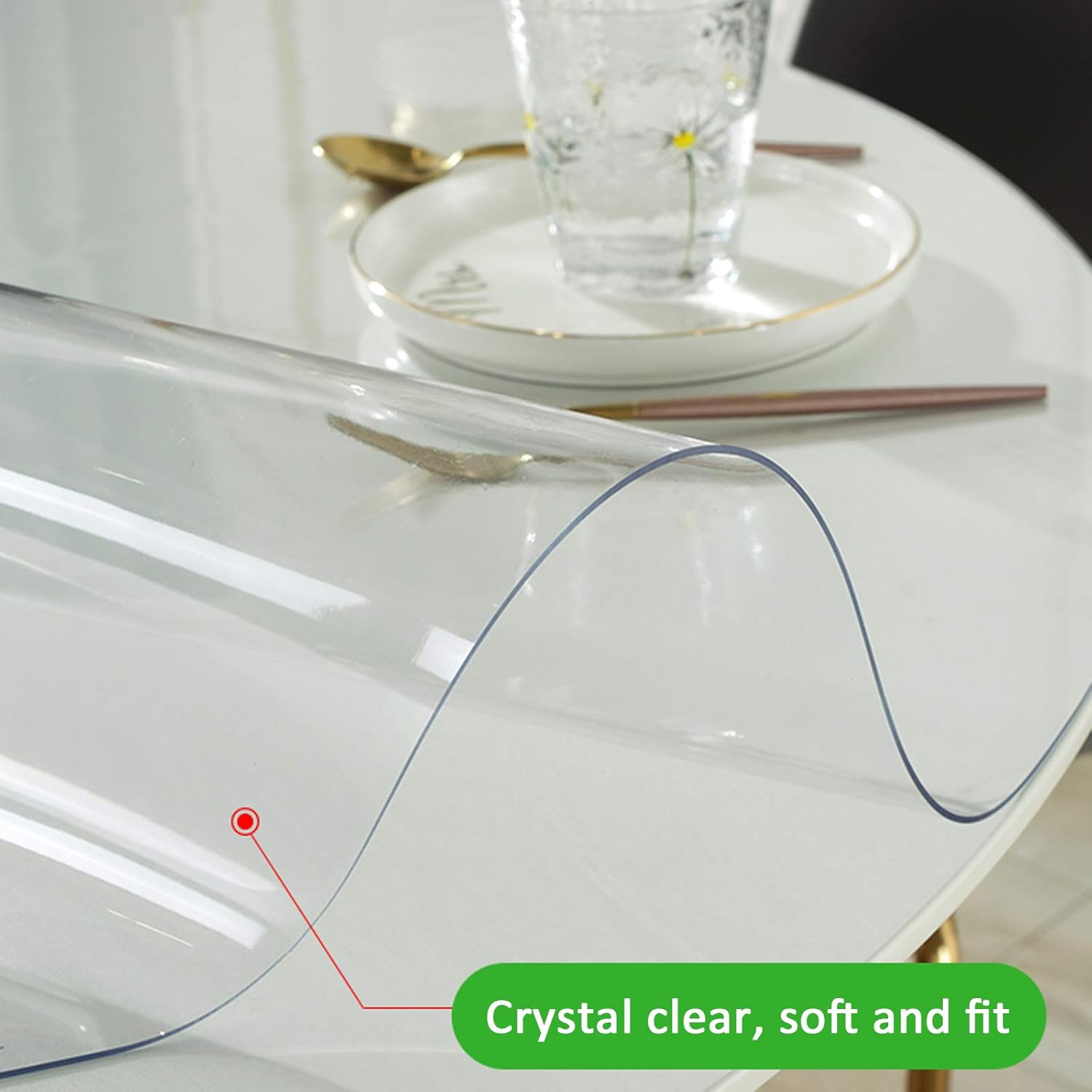 Protector de mesa redondo para el hogar, antiescaldón, transparente, 0.079in, PVC, impermeable, a prueba de aceite, sin lavado, mantel transparente