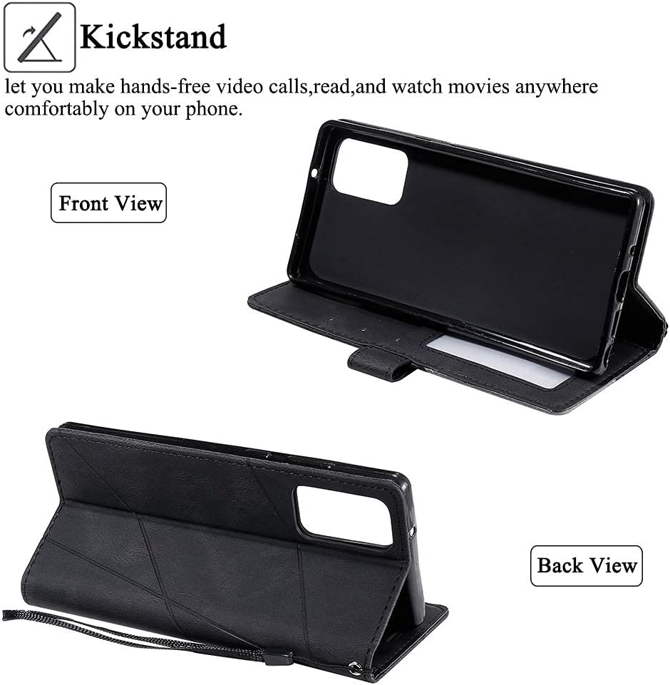 Compatible con Samsung Galaxy Note 20 Glaxay Note20 5G – Funda tipo cartera de vidrio templado, protector de pantalla con tapa para tarjetero,