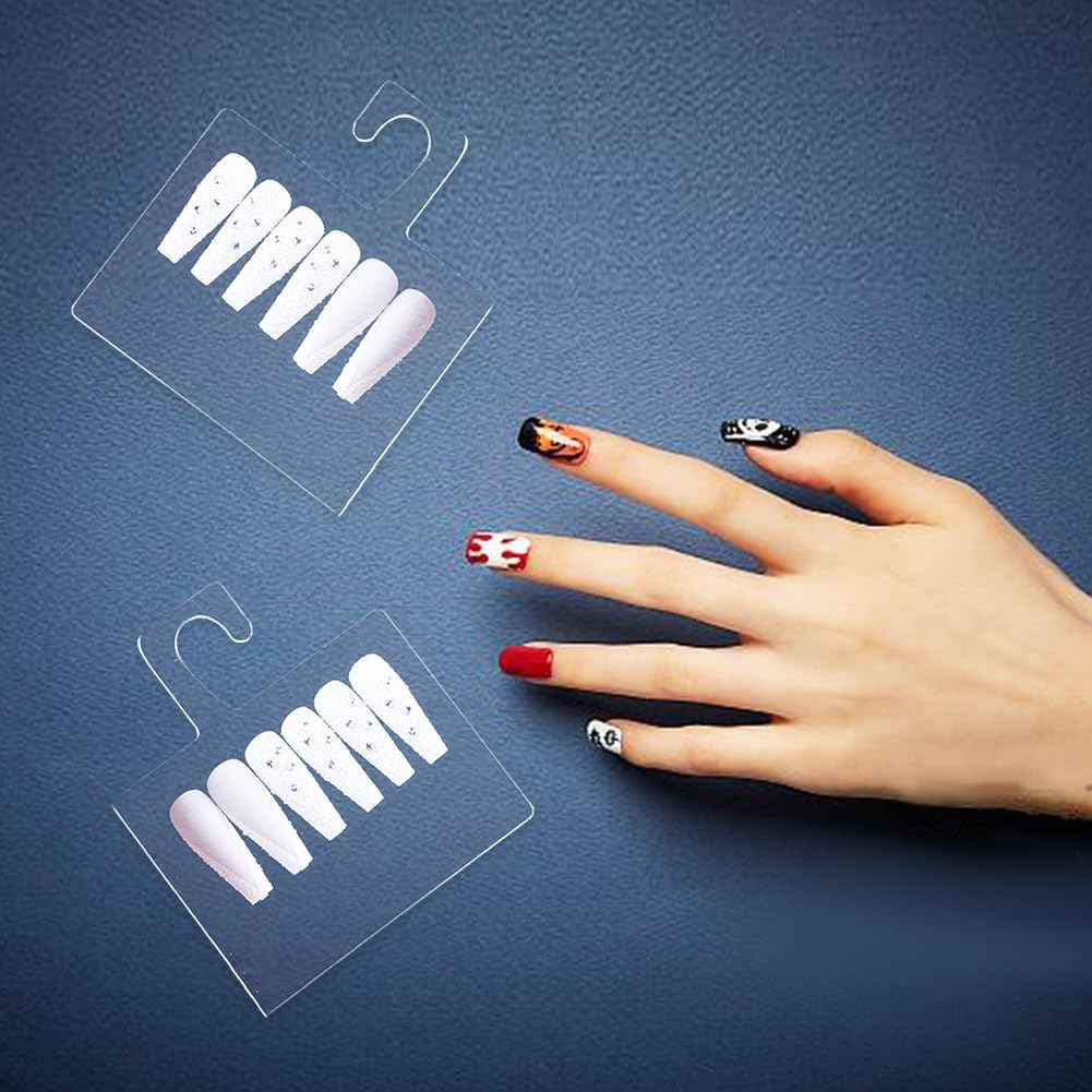DELORIGIN Tableros de exhibición de arte de uñas acrílicas, soporte de exhibición de muestras de uñas transparente con 10 ganchos para decoración de