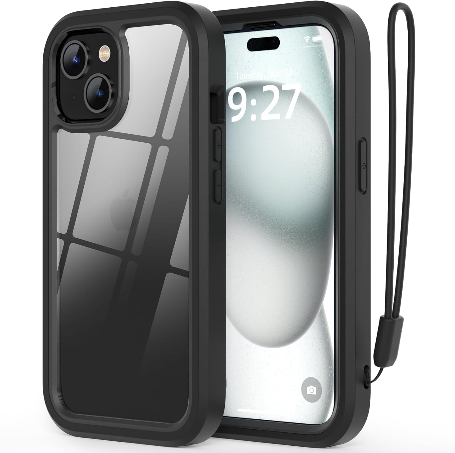 WXR Compatible con iPhone 15 PlusiPhone 14 Plus, silicona suave y parte trasera de policarbonato duro transparente e interior de policarbonato duro,