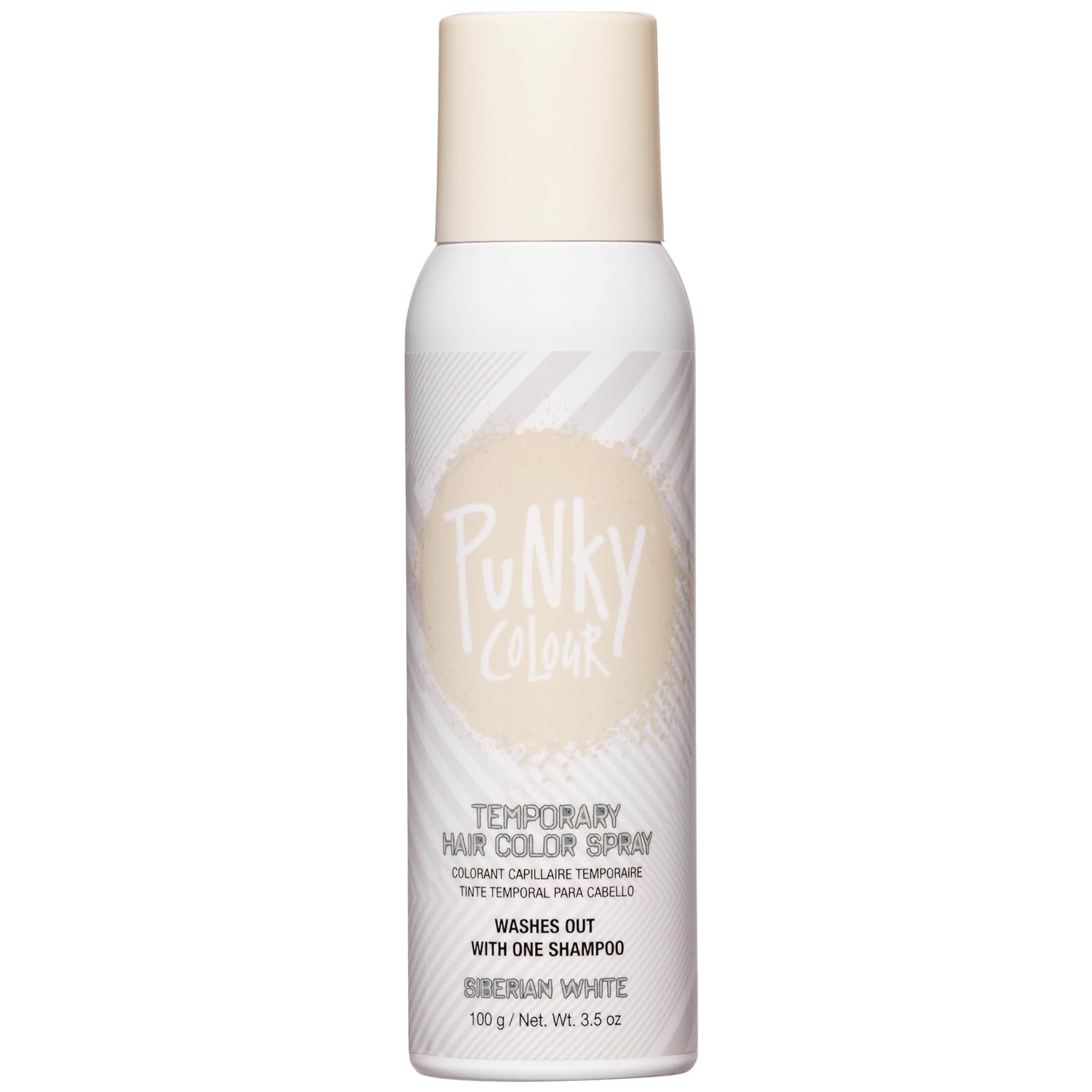 Punky – Spray de color temporal para el cabello, color blanco siberiano, de secado rápido, no pegajoso, tinte que no maltrata el cabello, colorante