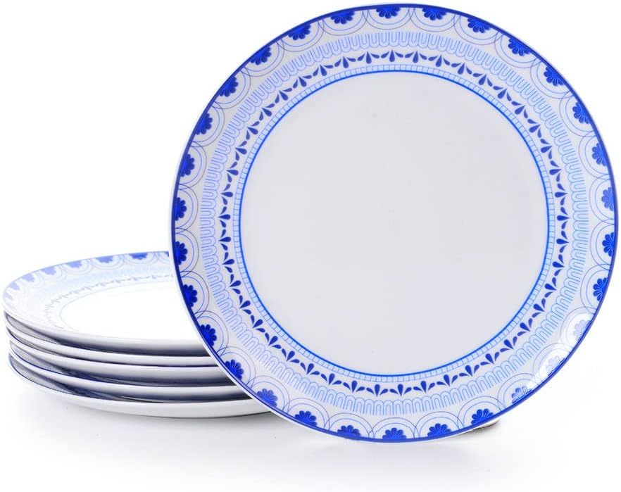 Braque Juego de 6 platos de cerámica para almuerzo, juego de platos de 8 pulgadas, para postre, ensalada, aperitivo, plato pequeño apto para