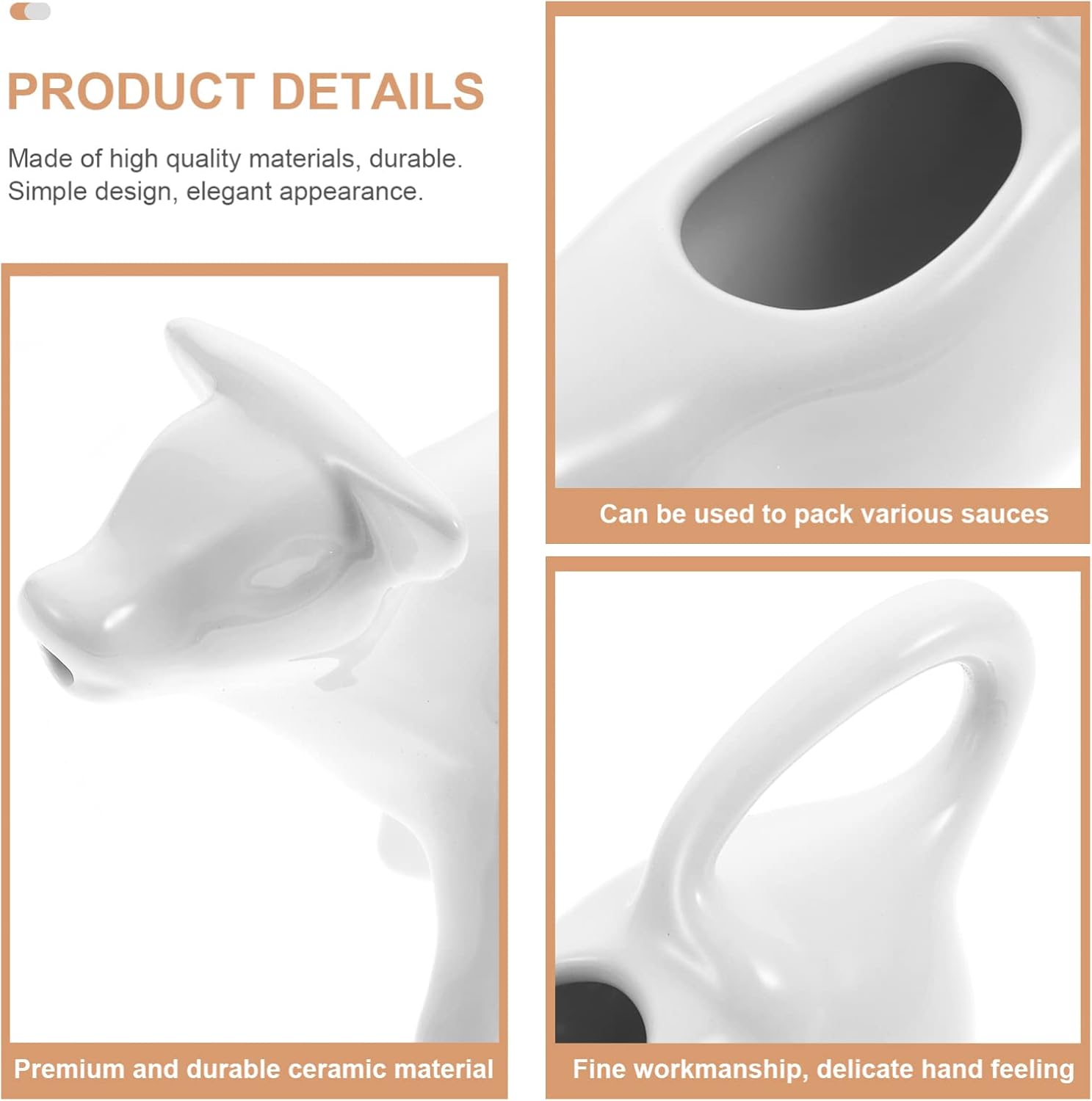 HEMOTON Jarra de leche de cerámica blanca con asa, soporte para salsa de hervidor de leche, jarra de leche, jarra de leche para café y leche (vaca