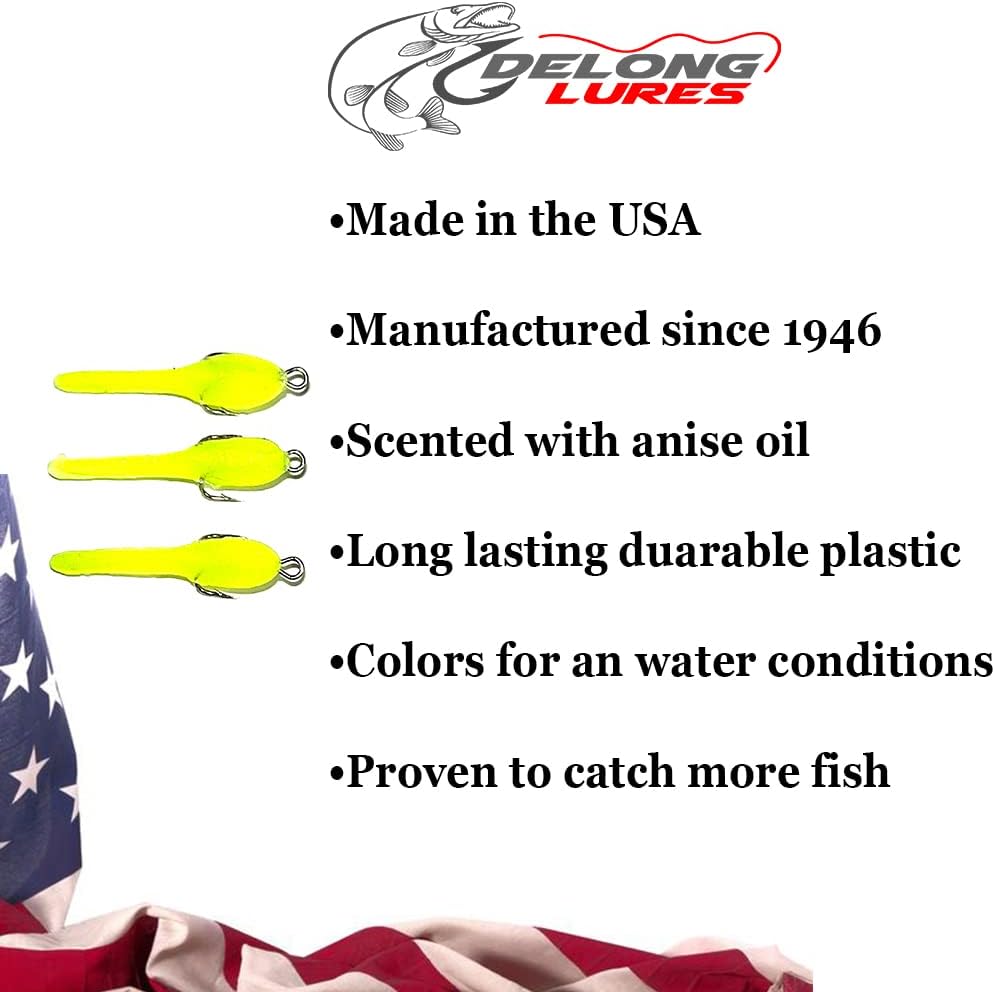 DELONG LURES Mini renacuajo de 1.5 pulgadas, 12 señuelos de pesca para Bluegill, Crappie, Bass, Perca y Trucha, hundimiento lento, como cebos de