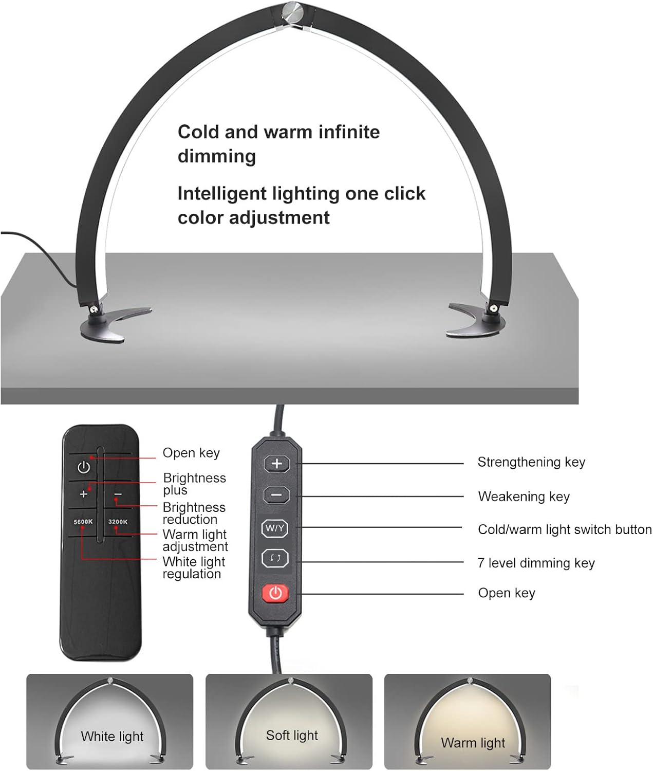 Acouto Iluminación de media luna para belleza de 28 pulgadas, 40 W, lámpara de belleza de media luna, 2000 lúmenes, en forma de U, luz LED de