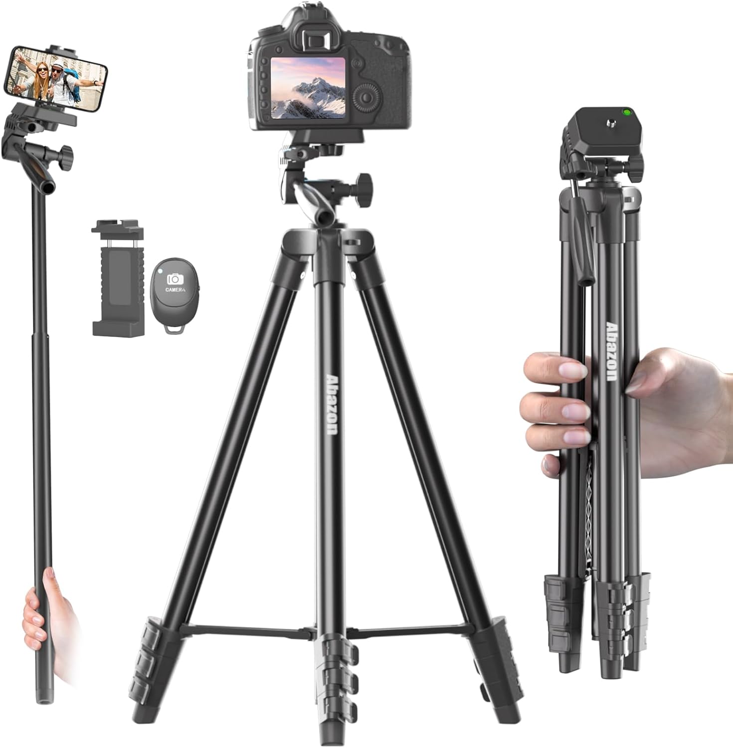 Trípode de cámara de 71 pulgadas compatible con cámaras Canon Nikon trípode ligero para teléfono con soporte remoto inalámbrico para teléfono con