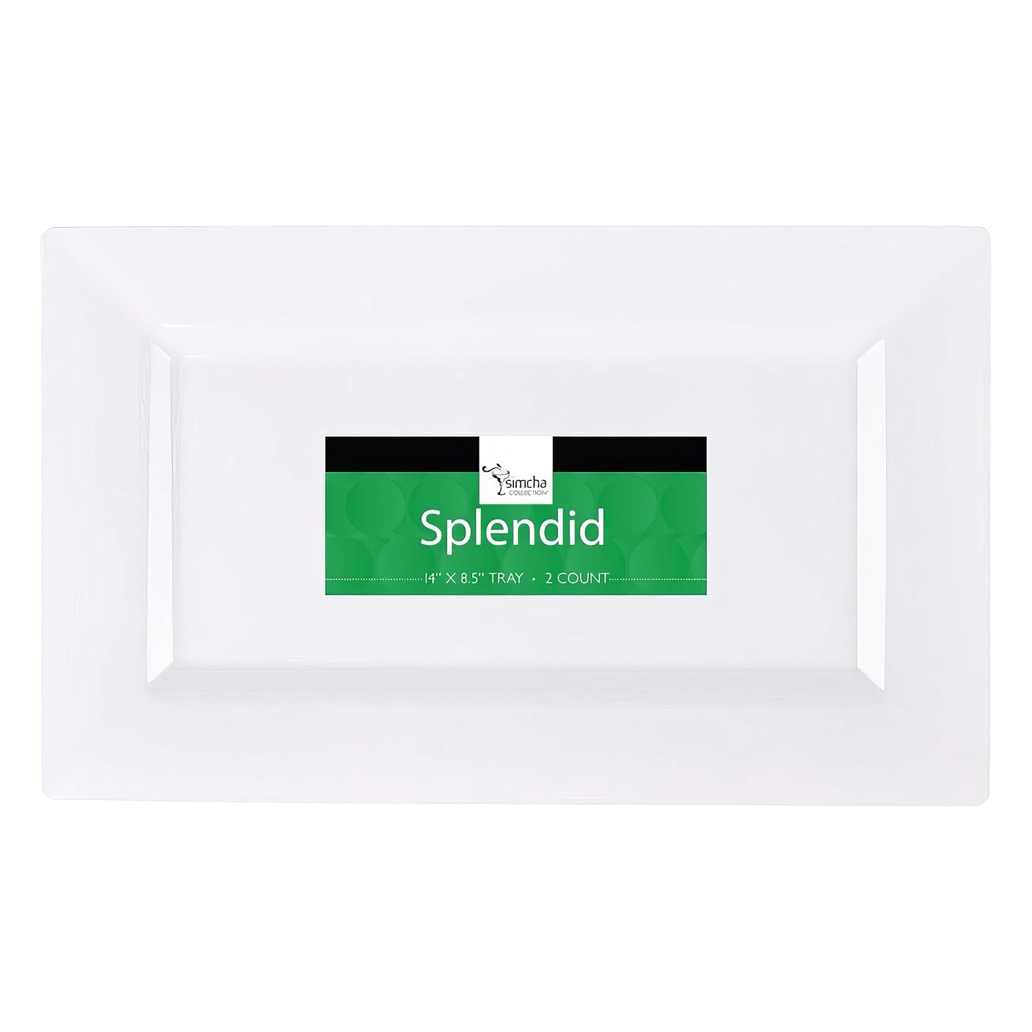Blue Sky Bandeja rectangular blanca de 14 x 8.5 pulgadas (paquete de 2)  Platos de plástico desechables para fiestas, eventos y uso doméstico