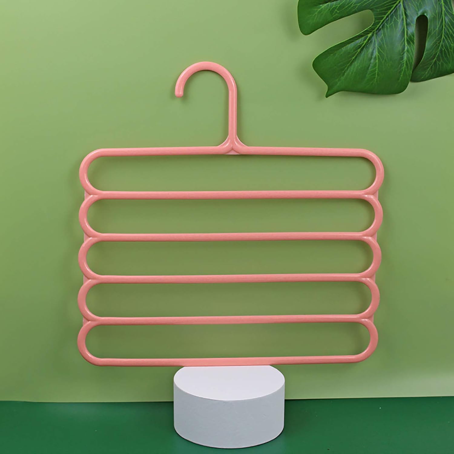 Perchas multiusos para ahorrar espacio, gancho de armario de 5 capas antideslizante que ahorra espacio para esposas de casa, color verde