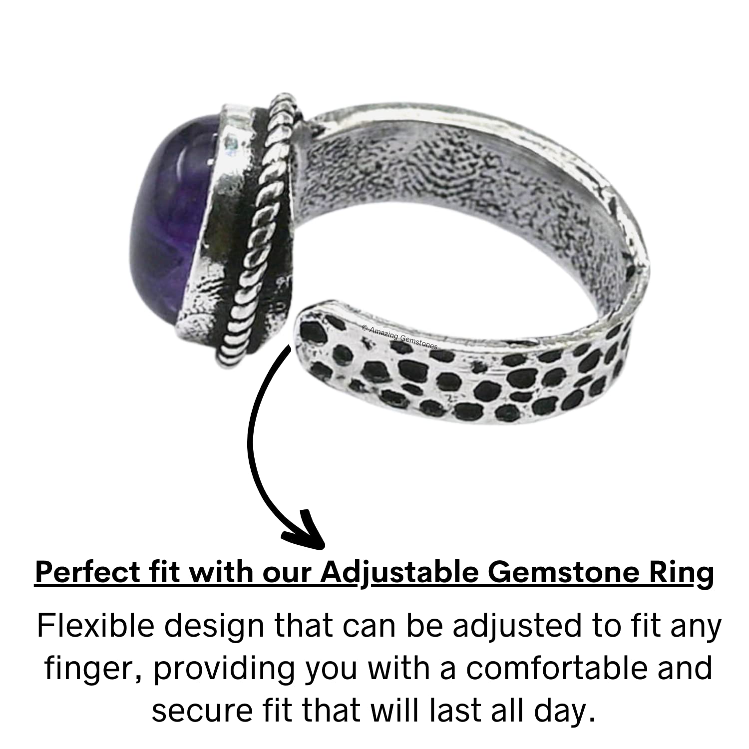 Amethyst Rings for Women and Teen Girls – Silver Amethyst Crystal Ring Birthstone Jewelry – Healing Crystal Gifts for Her, Mothers Day, Christmas –