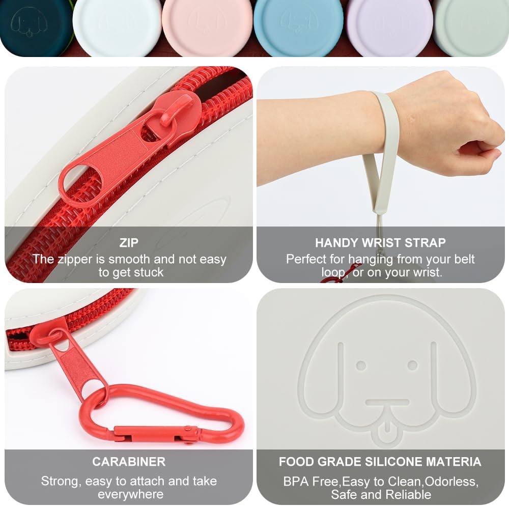WALLFID Bolsa pequeña de silicona para perros, con clicker de entrenamiento de mascotas, bolsa de senderismo para perros y gatos, tamaño de