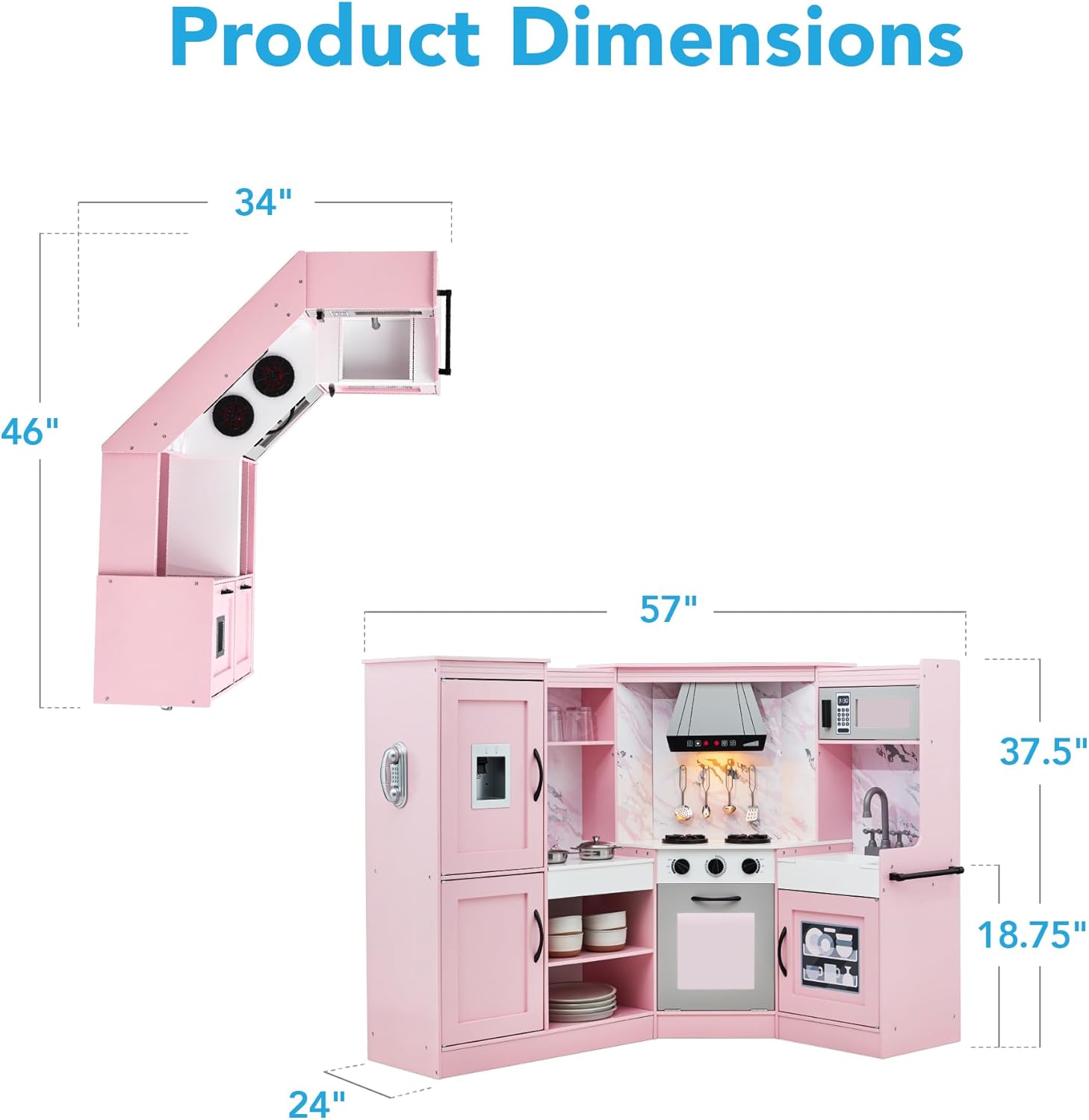 Best Choice Products Cocina de esquina de juego de simulación, juego de juguetes de madera interactivo para niños con luces y sonidos, máquina de