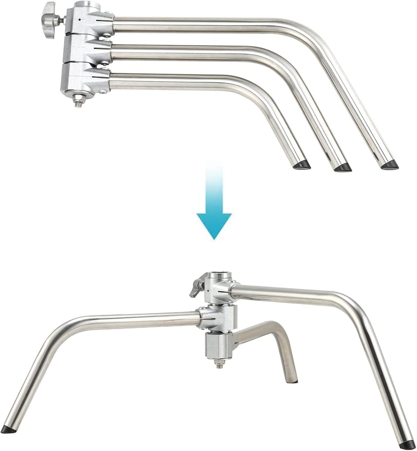 Soporte en C resistente de acero inoxidable con brazo de pluma Altura máxima 10.8 pies129.9 in, soporte de luz ajustable para fotografía con brazo