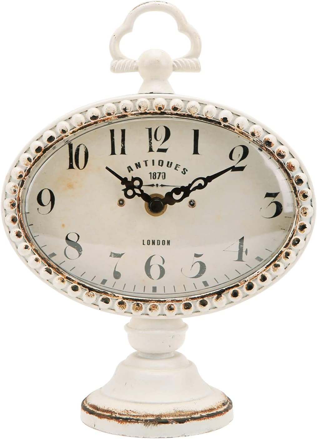 NIKKY HOME Reloj de mesa vintage con cuentas, estante silencioso de escritorio, funciona con pilas, diseño antiguo, elegante decoración del hogar