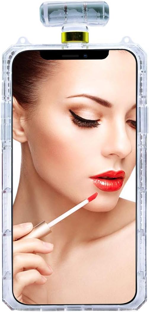 Losin Compatible con iPhone 15 Pro Max Bling Case Luxury 3D Perfume Bottle Design para mujeres y niñas con correa de cordón cruzado y bonita bola