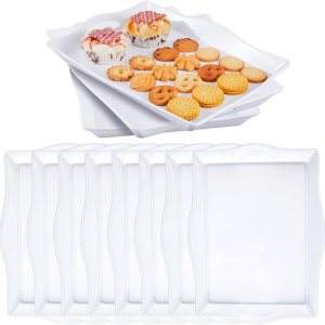 Uiifan 8 bandejas de plástico para servir alimentos para fiestas, bandejas de plástico con asas de 15 x 10 pulgadas, bandejas rectangulares de Uiifan 8 bandejas de plástico para servir alimentos para fiestas, bandejas de plástico con asas de 15 x 10 pulgadas, bandejas rectangulares de