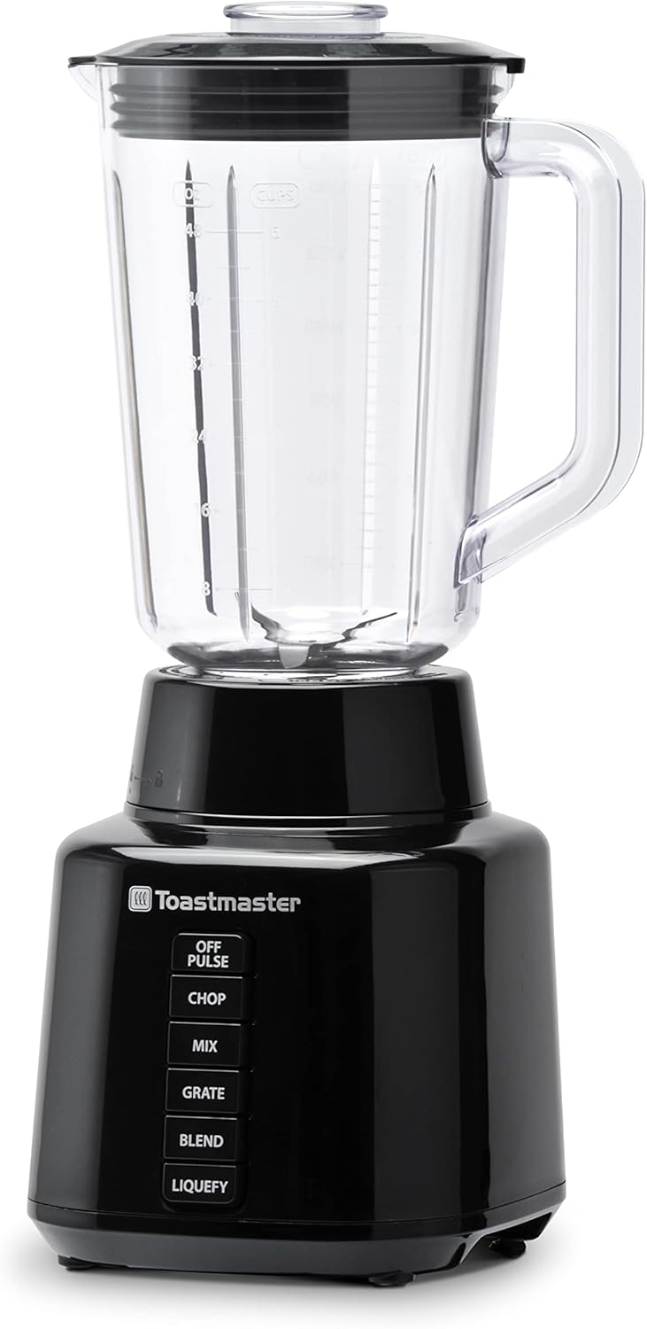 Toastmaster Batidora de 350 vatios con tarro de 48 oz sin BPA, negro, TM-600BL