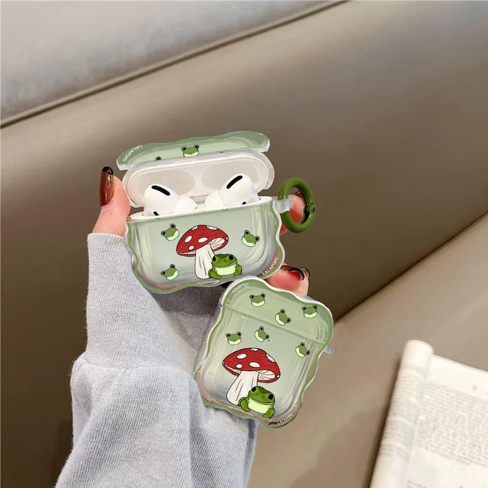 Funda compatible con Airpods Pro de rana, bonita funda con llavero para mujeres y niñas, funda protectora transparente de silicona suave Kawaii de